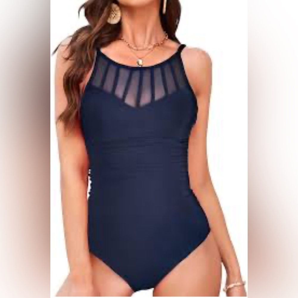 Alisha Levine one piece swimsuit NWT size 8 in navy blue